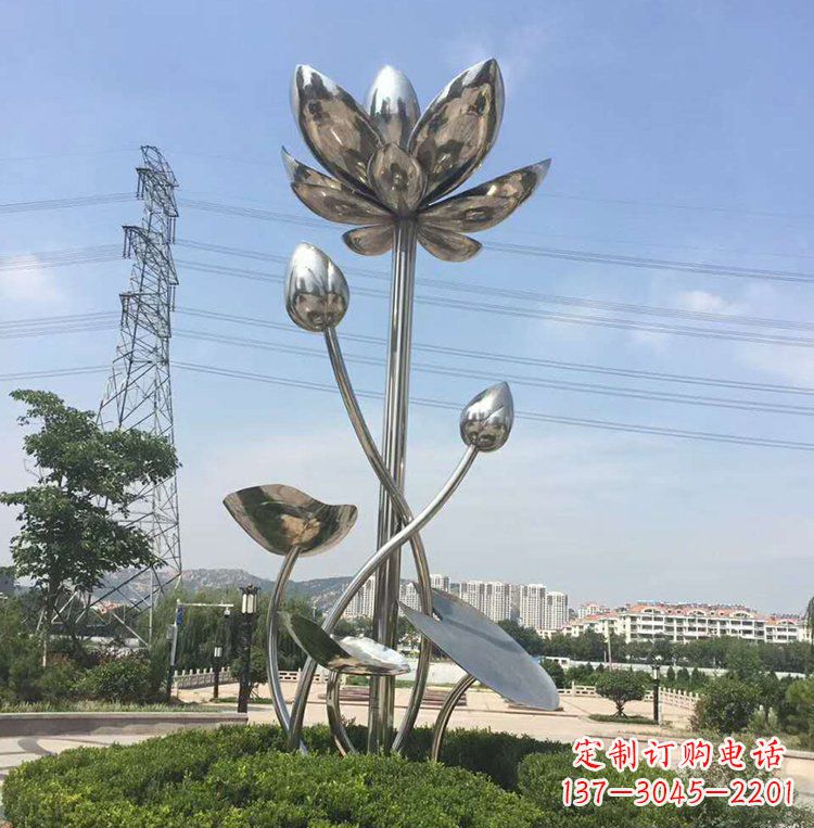 上海不锈钢莲花雕塑美丽的象征