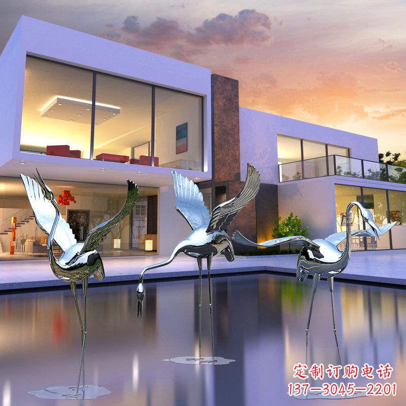上海不锈钢镂空丹顶鹤雕塑