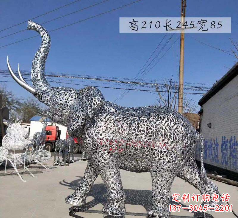 上海不锈钢镂空大象雕塑精美绝伦的艺术品