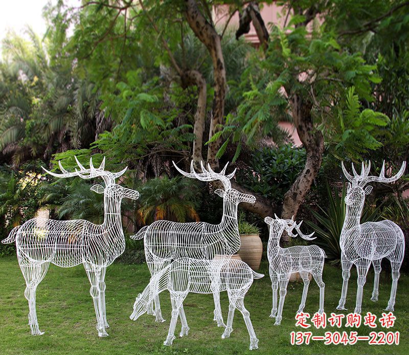 上海精美的不锈钢镂空梅花鹿雕塑