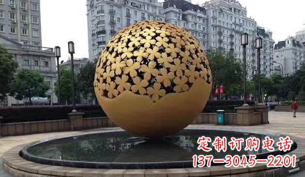 上海不锈钢镂空球喷泉雕塑——精致美观
