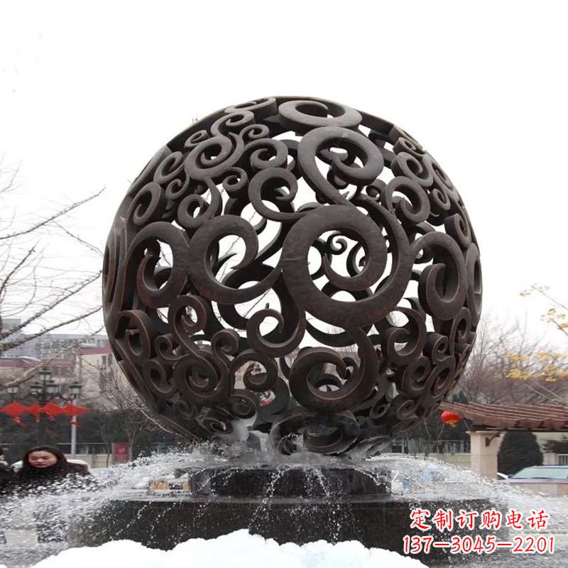 上海不锈钢镂空球水景喷泉雕塑