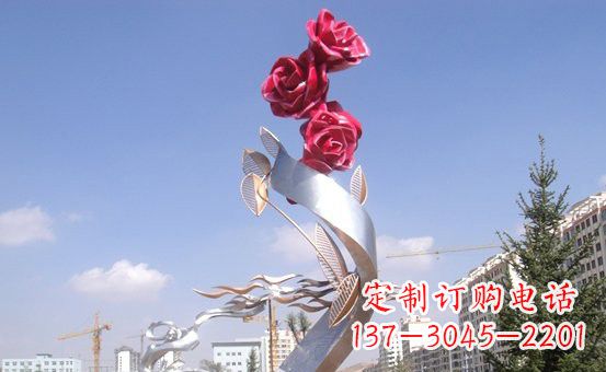 上海不锈钢玫瑰雕塑精致的艺术之美