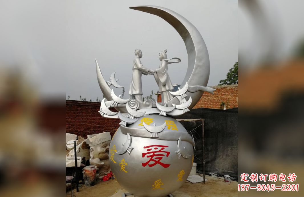 上海不锈钢牛郎织女雕塑爱情永存