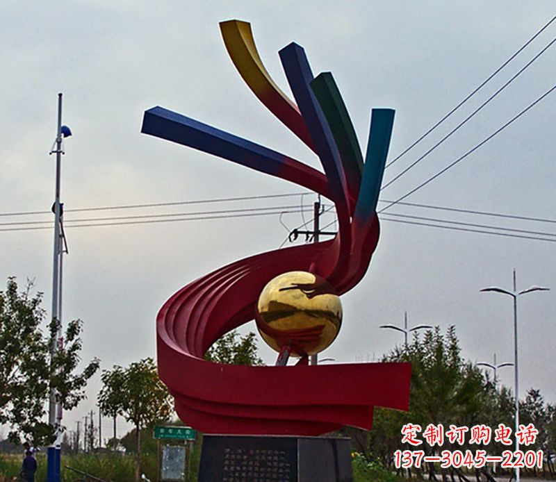 上海不锈钢飘带雕塑艺术与自然的完美结合