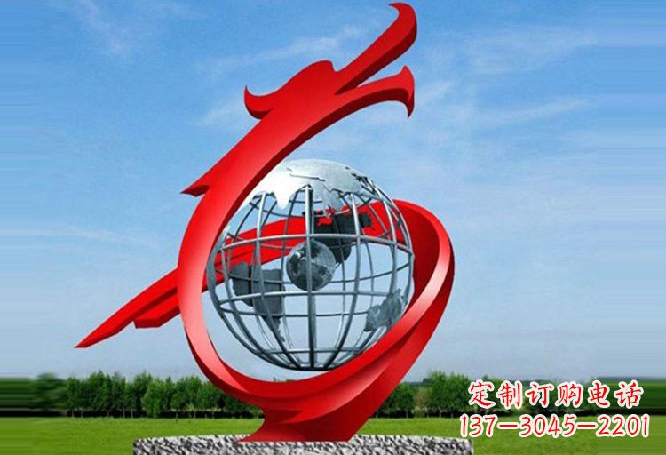 上海不锈钢地球雕塑精美雕塑饰以美丽世界