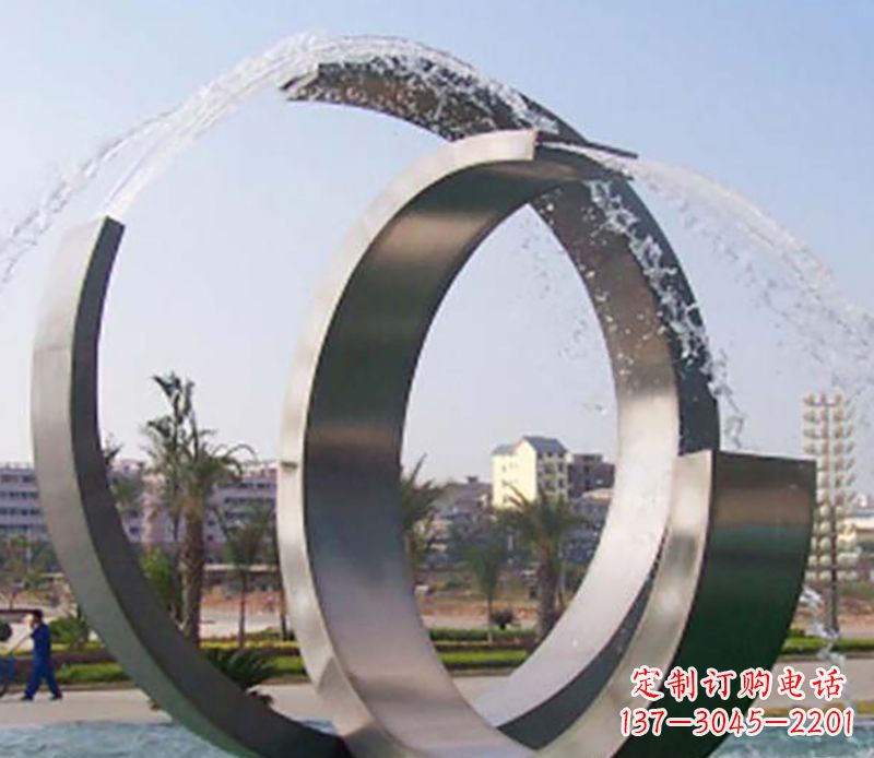 上海不锈钢情侣戒指雕塑象征爱情的永恒之物