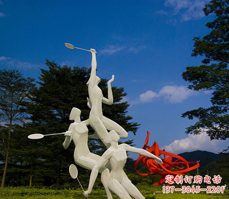 上海不锈钢羽毛球雕塑精美线条展现体育热情