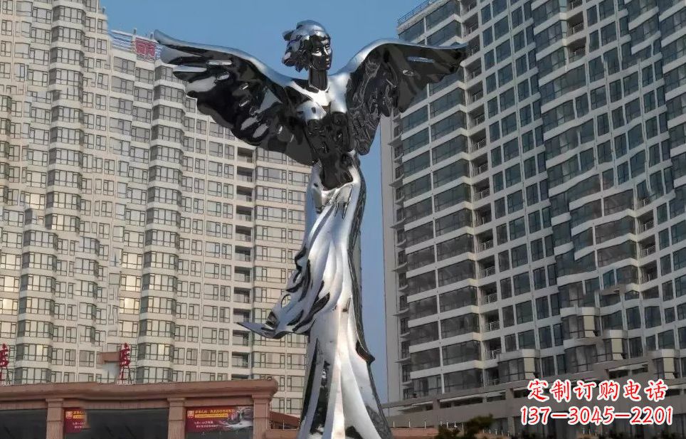 上海不锈钢天使雕塑传递着美丽与希望