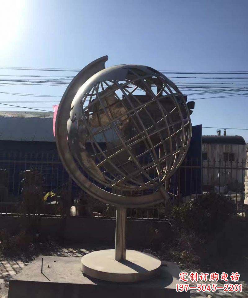 上海不锈钢地球仪雕塑精美装饰室内空间