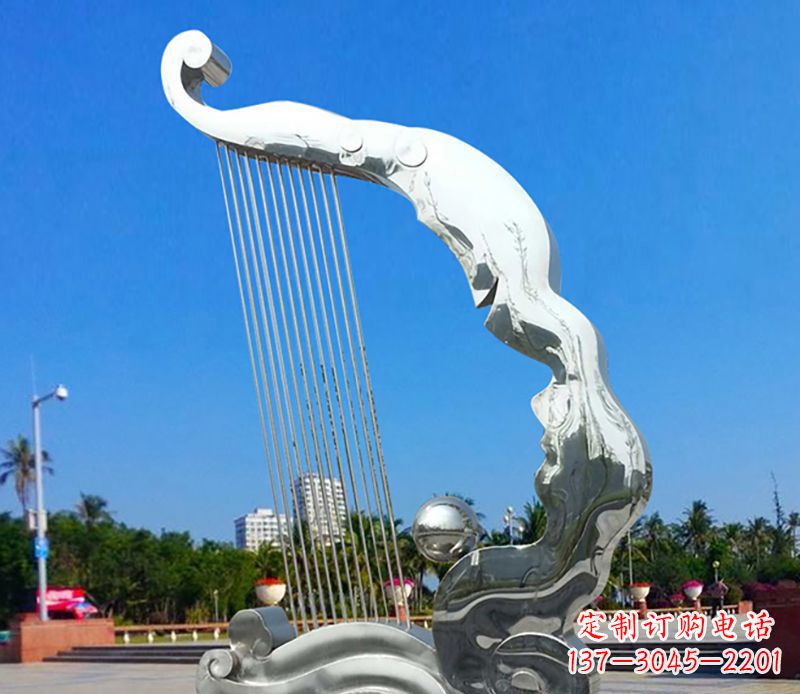 上海不锈钢竖琴雕塑——传承古典音乐之美