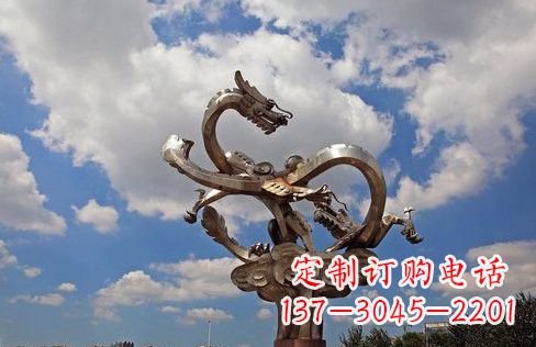 上海不锈钢双龙戏珠雕塑——千古传说的艺术瑰宝