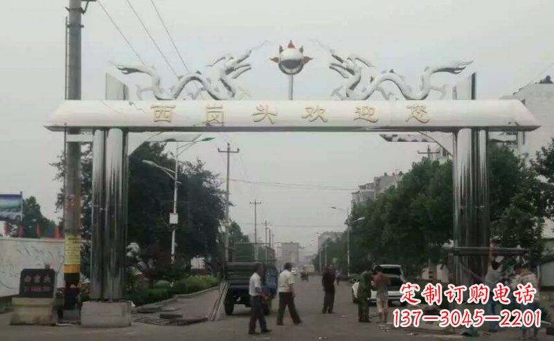 上海不锈钢双龙戏珠牌坊传承文化的雕塑之美