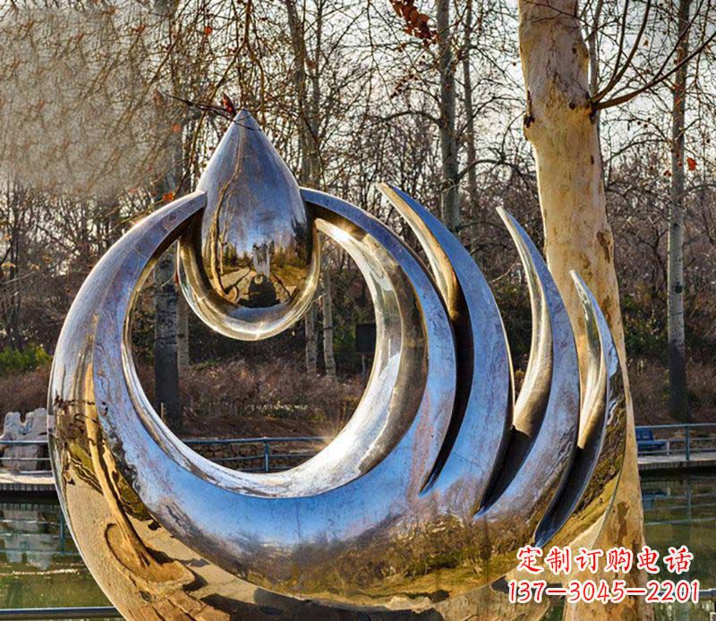 上海不锈钢水滴雕塑给园林带来流动的美