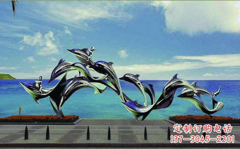 上海不锈钢海豚广场雕塑——精致而又活泼