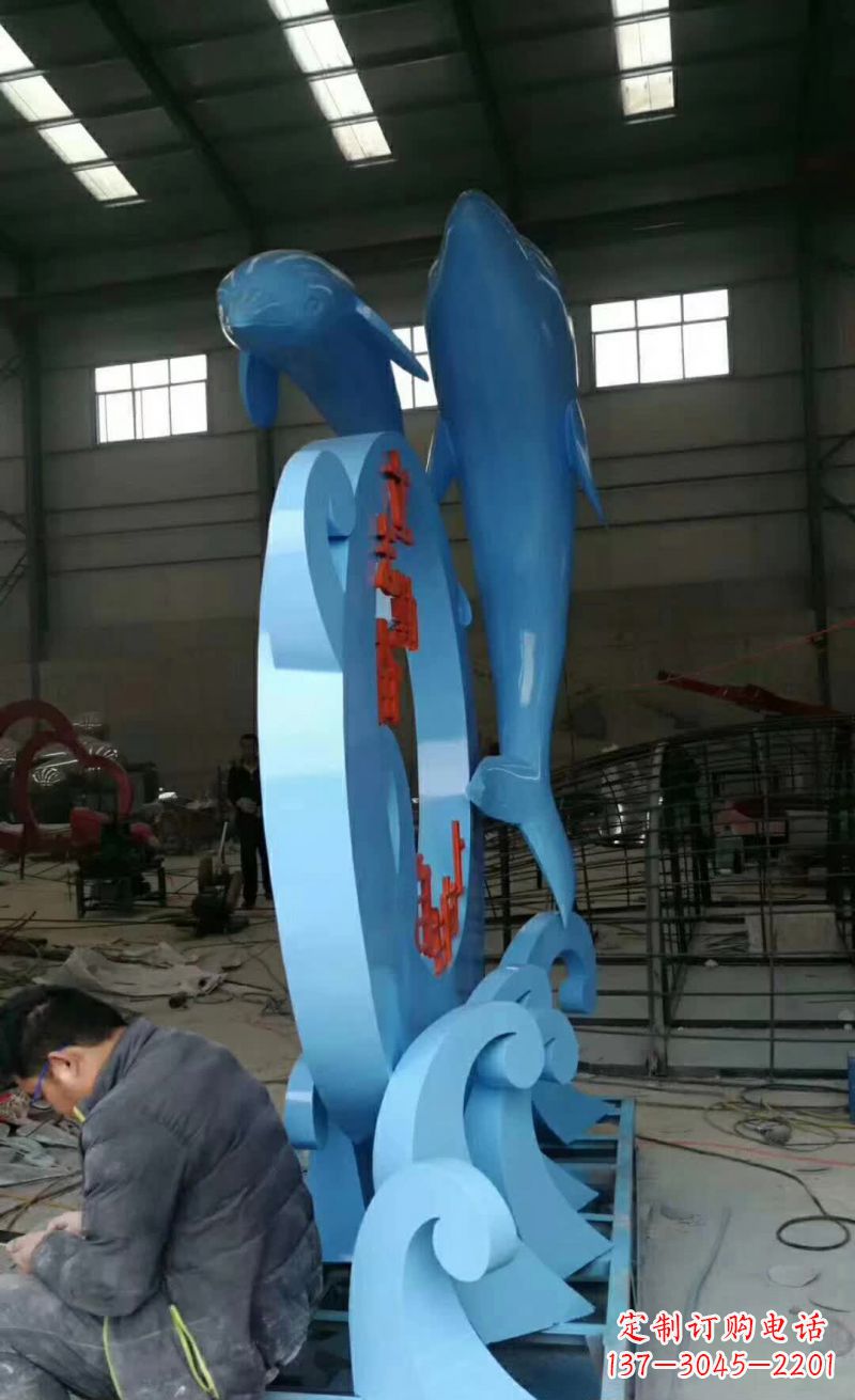上海不锈钢海豚雕塑精致优雅的艺术品