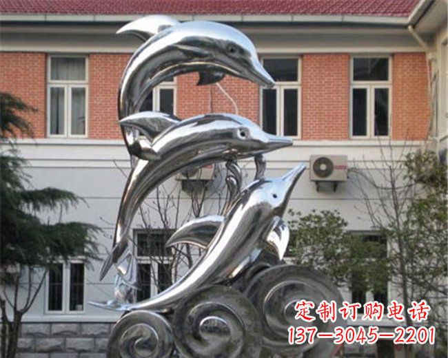 上海不锈钢海豚雕塑跳跃的海洋精灵