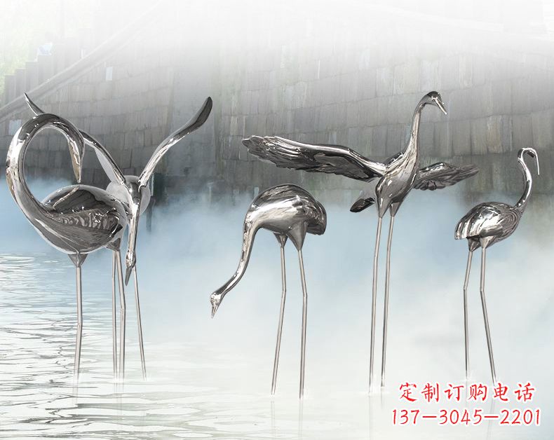 上海不锈钢仙鹤飞鸟雕塑传承传统文化