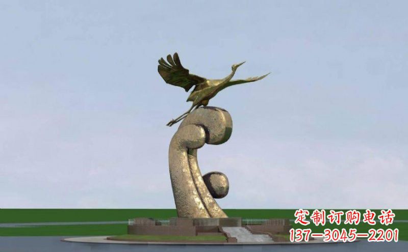 上海不锈钢仙鹤雕塑象征着美丽和宁静
