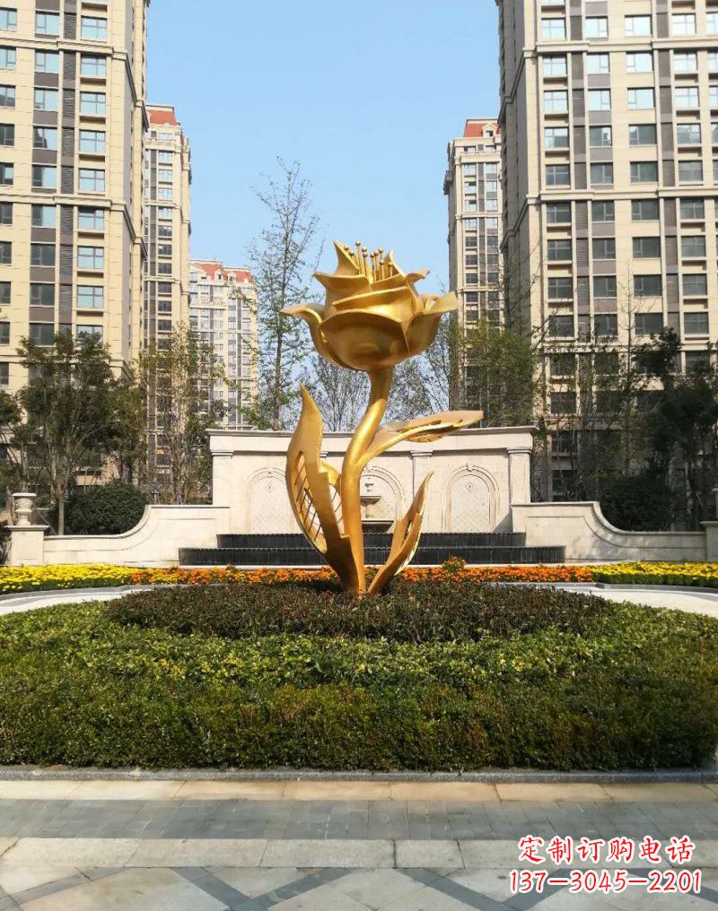 上海不锈钢小区玫瑰花雕塑浓郁情感的视觉体验
