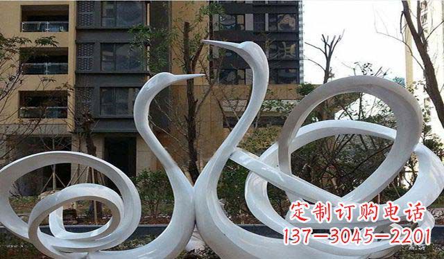 上海不锈钢小区美丽的天鹅雕塑