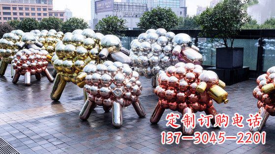 上海不锈钢小羊肖恩抽象动物雕塑
