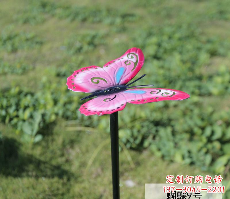 上海不锈钢园林彩色蝴蝶插件精美的蝴蝶雕塑
