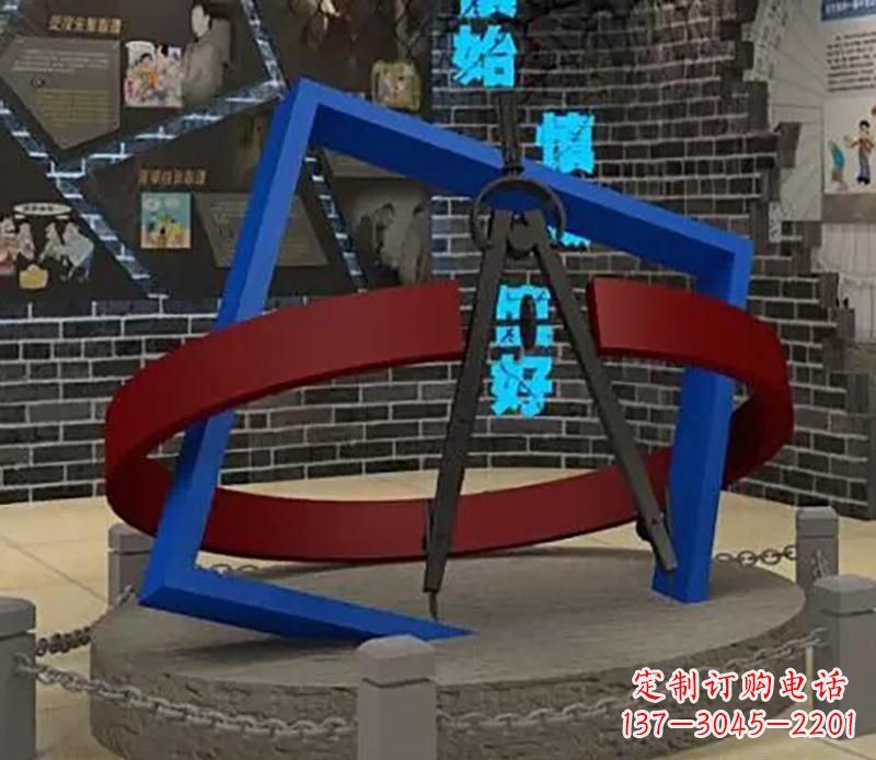 上海不锈钢圆规雕塑实现景观美化的艺术之作