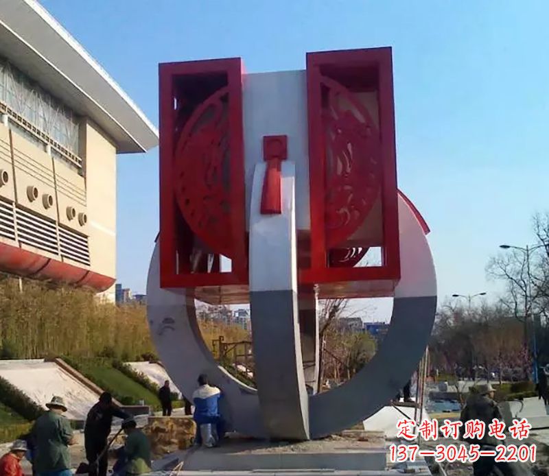 上海不锈钢圆环雕塑象征着永恒的美