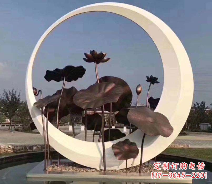 上海环绕荷香不锈钢圆环雕塑