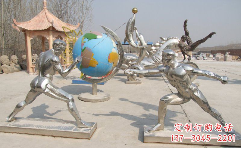 上海勇敢者的身影——不锈钢运动员击剑雕塑