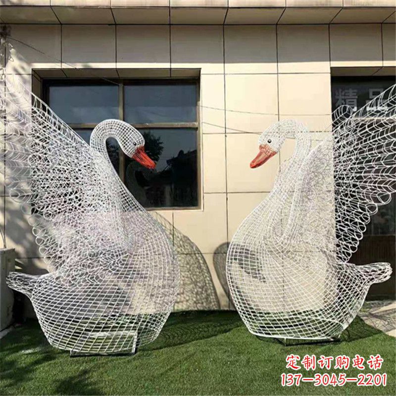 上海不锈钢展翅网格天鹅雕塑——精美而绚丽
