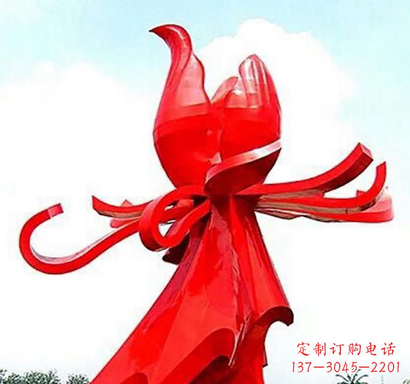 上海不锈钢玫瑰雕塑,传递爱与和平