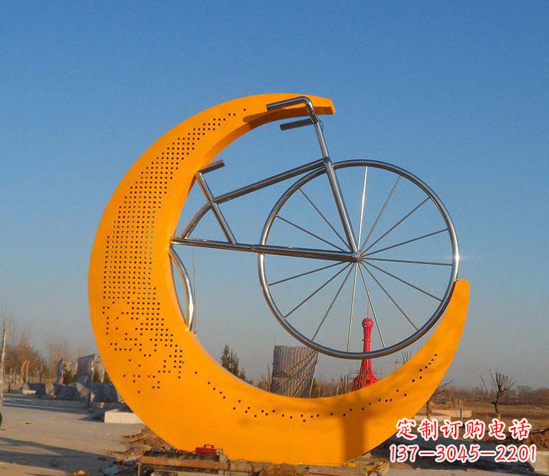 上海不锈钢自行车雕塑一次性看到的艺术经典