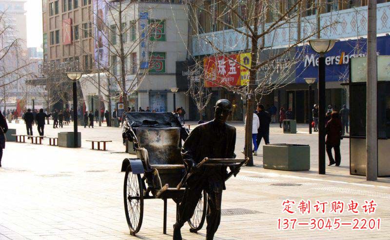 上海黄包车雕塑弘扬步行街人物景观
