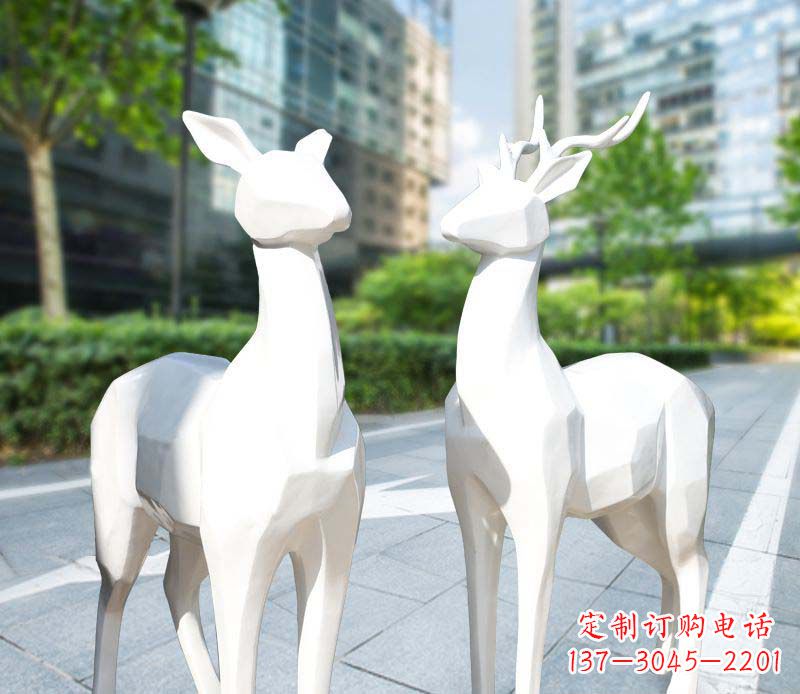 上海景观雕塑鹿形不锈钢块面
