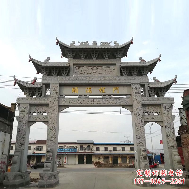 上海以城市街道为主题的仿古石雕牌楼