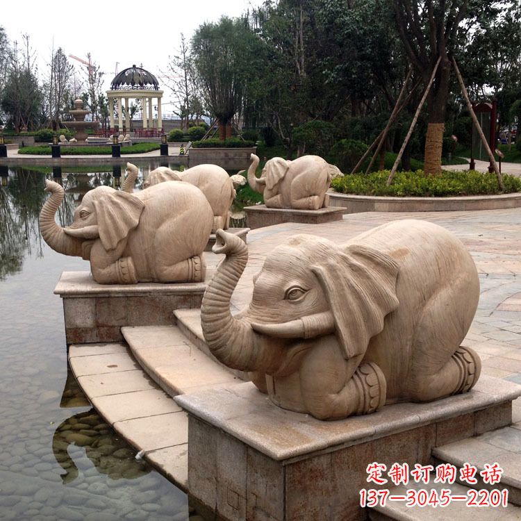上海池塘喷水大象雕塑