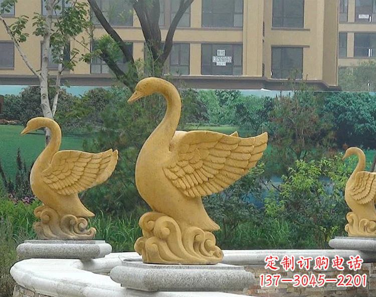 上海池塘水景喷泉天鹅雕塑-公园园林景区装饰动物雕塑