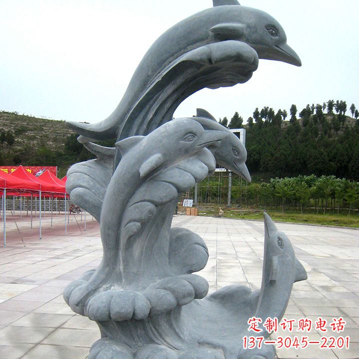 上海冲浪海豚大理石雕塑