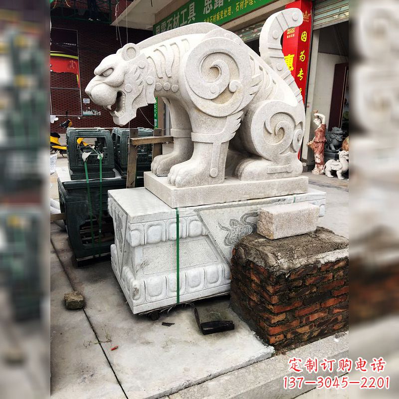 上海抽象豹子石雕-大理石广场大门动物雕塑