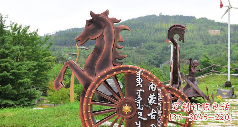上海传承历史魅力，不锈钢马车雕塑悠然屹立