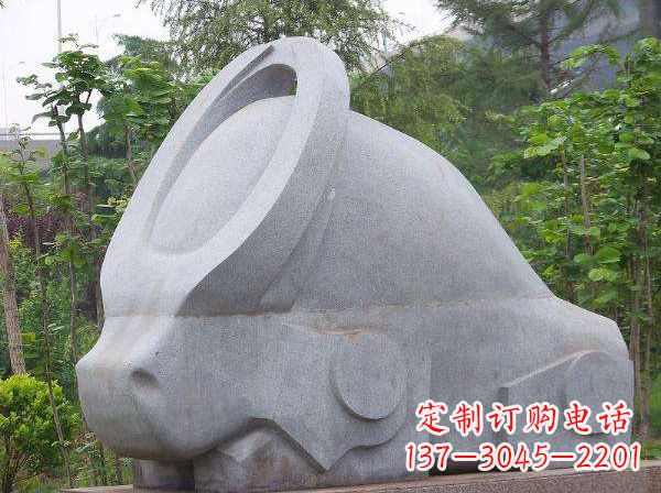 上海抽象石雕牛-抽象生肖牛动物景观雕塑
