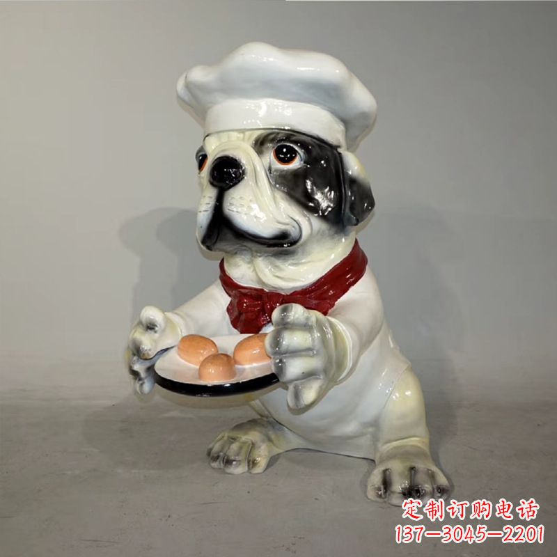上海玻璃钢仿陶瓷狗雕塑——以斗牛犬为原型