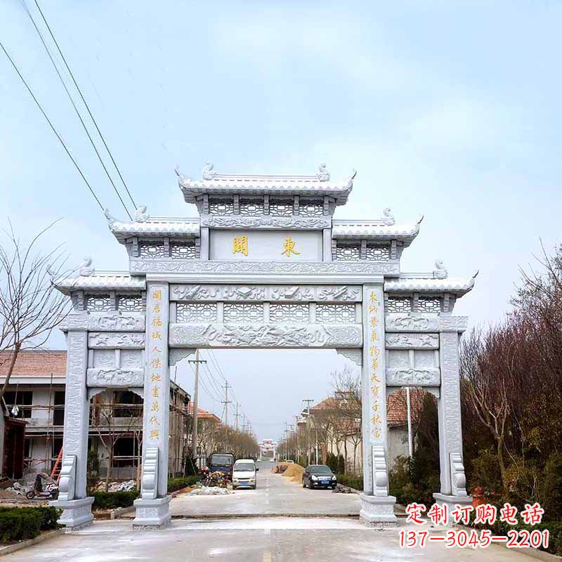 上海传承古风——村镇三门石牌坊雕塑