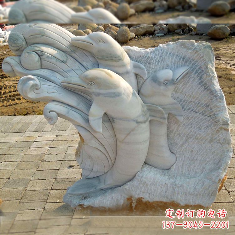 上海海豚雕塑以大理石精美绝伦