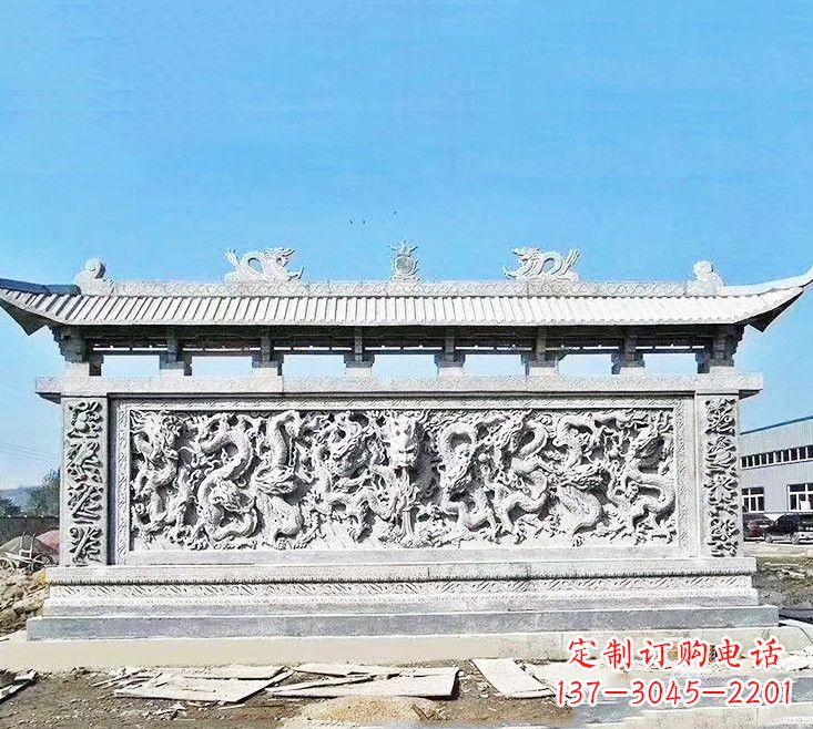 上海精美大理石九龙壁雕塑