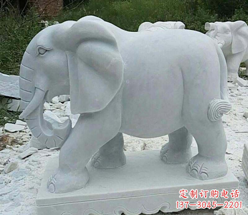 上海精雕细琢的大理石大象雕塑