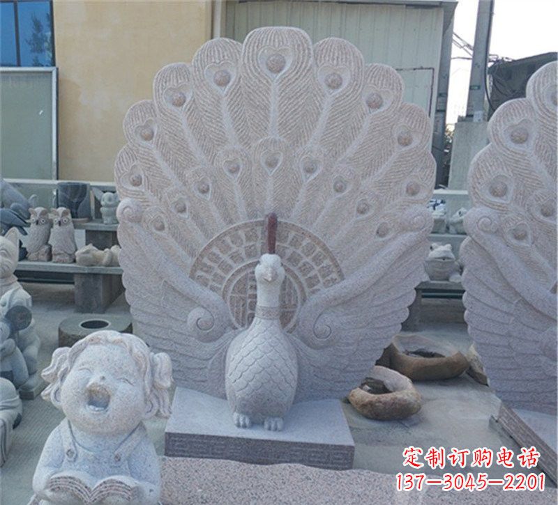 上海大理石孔雀开屏石雕
