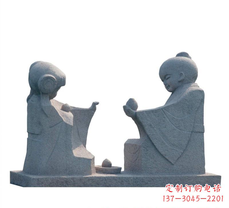 上海传统风情——大理石孔融让梨雕塑